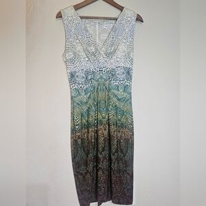 Calvin Klein Sleeveless Mini Dress Womens Small Green Tan Brown